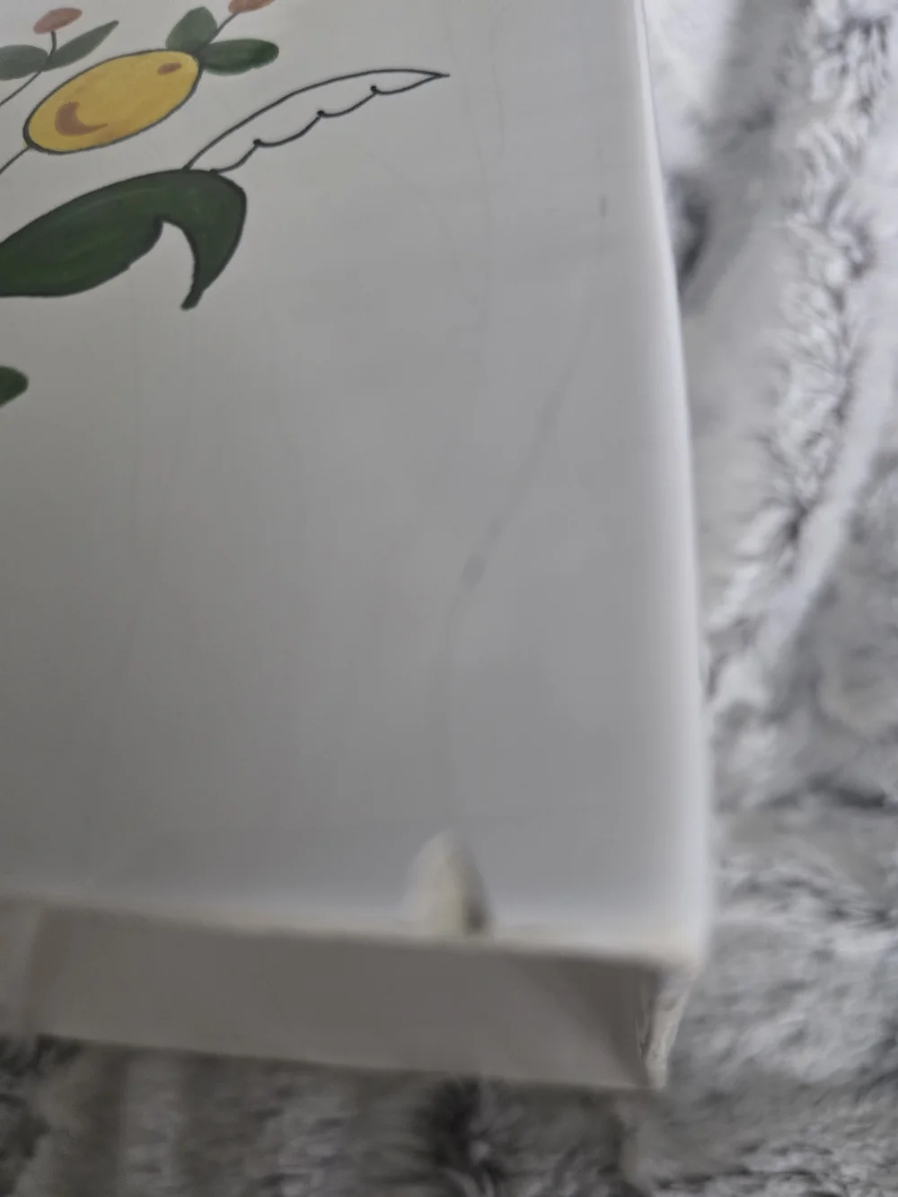Hand-Painted Lemons Ceramic Tissue Box Cover Portugal Chip, Crazing, Crack